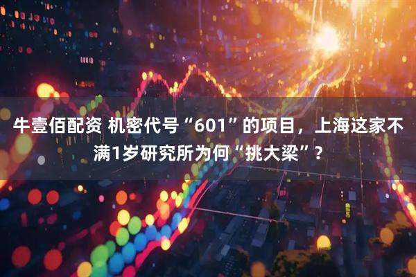 牛壹佰配资 机密代号“601”的项目，上海这家不满1岁研究所为何“挑大梁”？